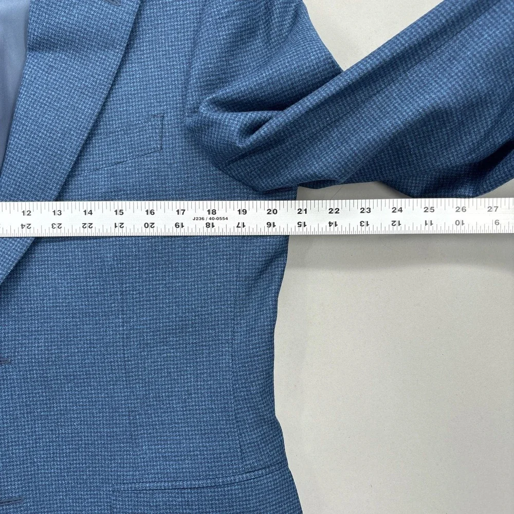 Canali Sport Coat Mens 40R Blue Houndstooth Wool Saks Fifth Avenue Italy Blazer